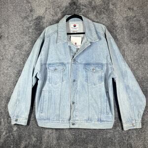 Vintage Pepsi Jacket Mens XL Light Blue Denim Button Up Logo Nothing Else 90s